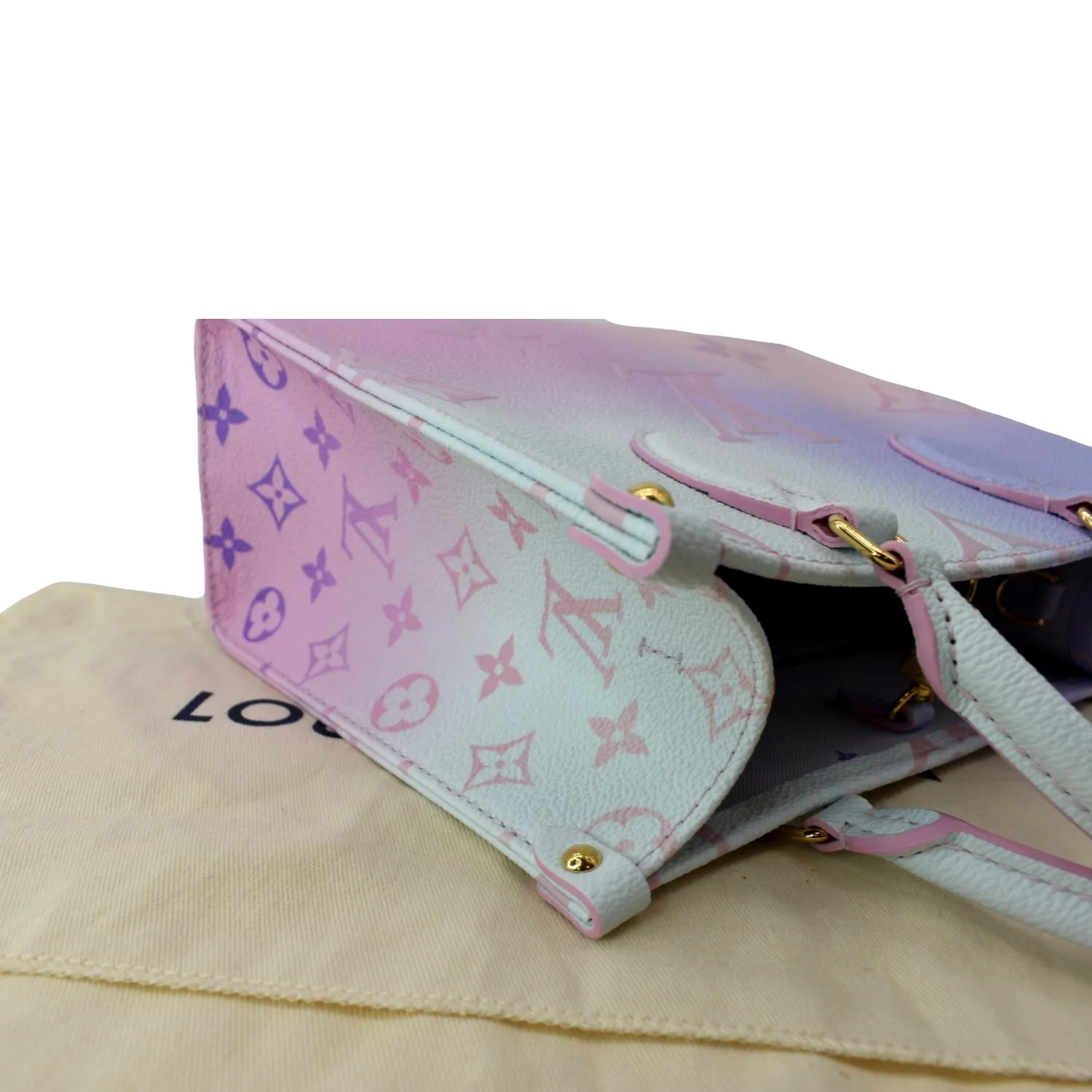 LOUIS VUITTON Onthego PM Monogram Coated Canvas Tote Sunrise Pastel