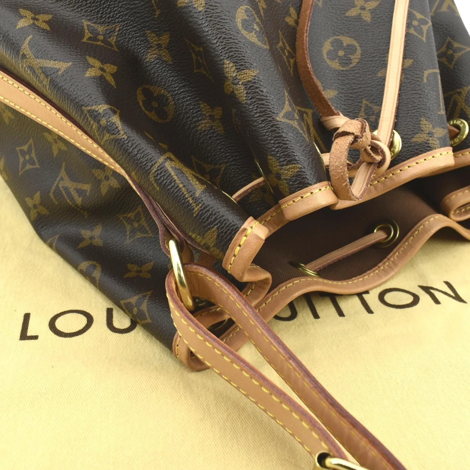 LOUIS VUITTON Petit Noe Monogram Canvas Shoulder Bag Brown