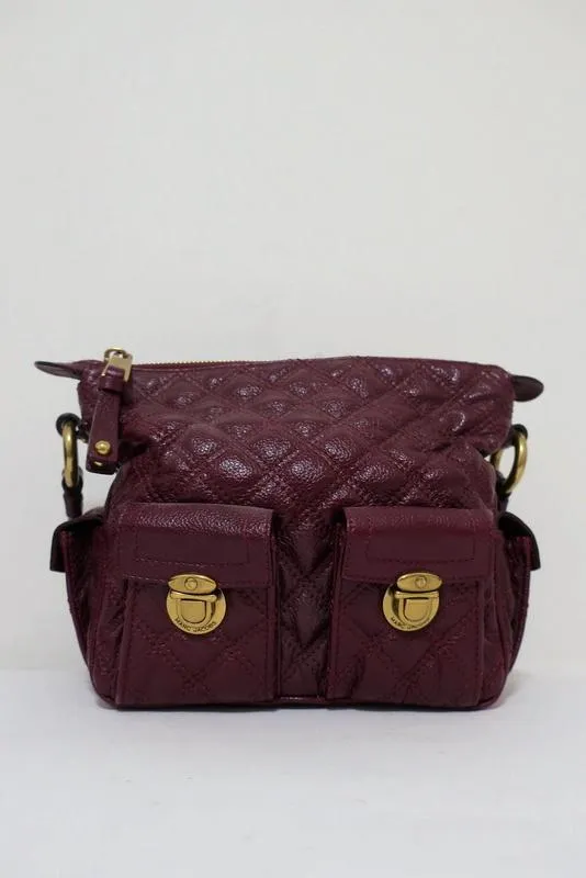 Marc Jacobs Quilted Leather Multipocket Chain Hobo Bordeaux Medium Shoulder Bag