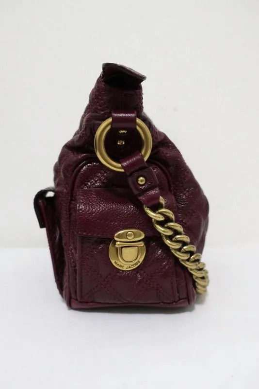 Marc Jacobs Quilted Leather Multipocket Chain Hobo Bordeaux Medium Shoulder Bag
