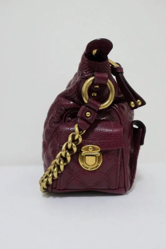 Marc Jacobs Quilted Leather Multipocket Chain Hobo Bordeaux Medium Shoulder Bag