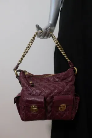 Marc Jacobs Quilted Leather Multipocket Chain Hobo Bordeaux Medium Shoulder Bag