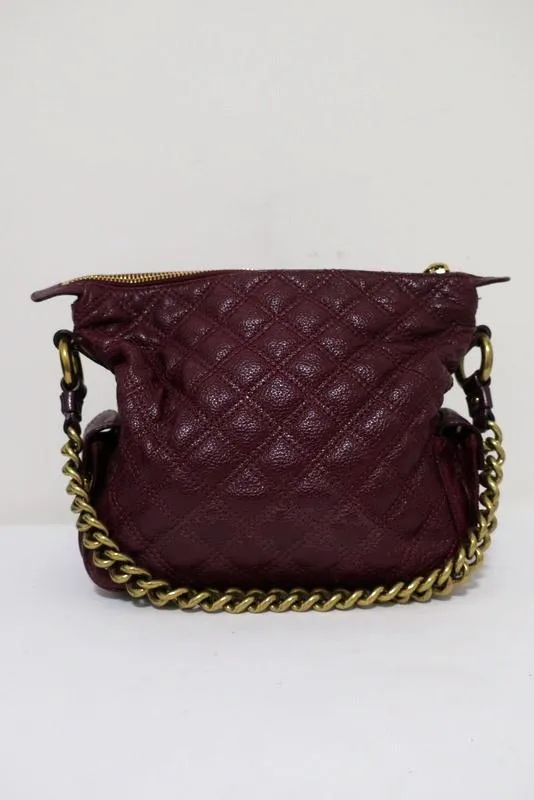 Marc Jacobs Quilted Leather Multipocket Chain Hobo Bordeaux Medium Shoulder Bag