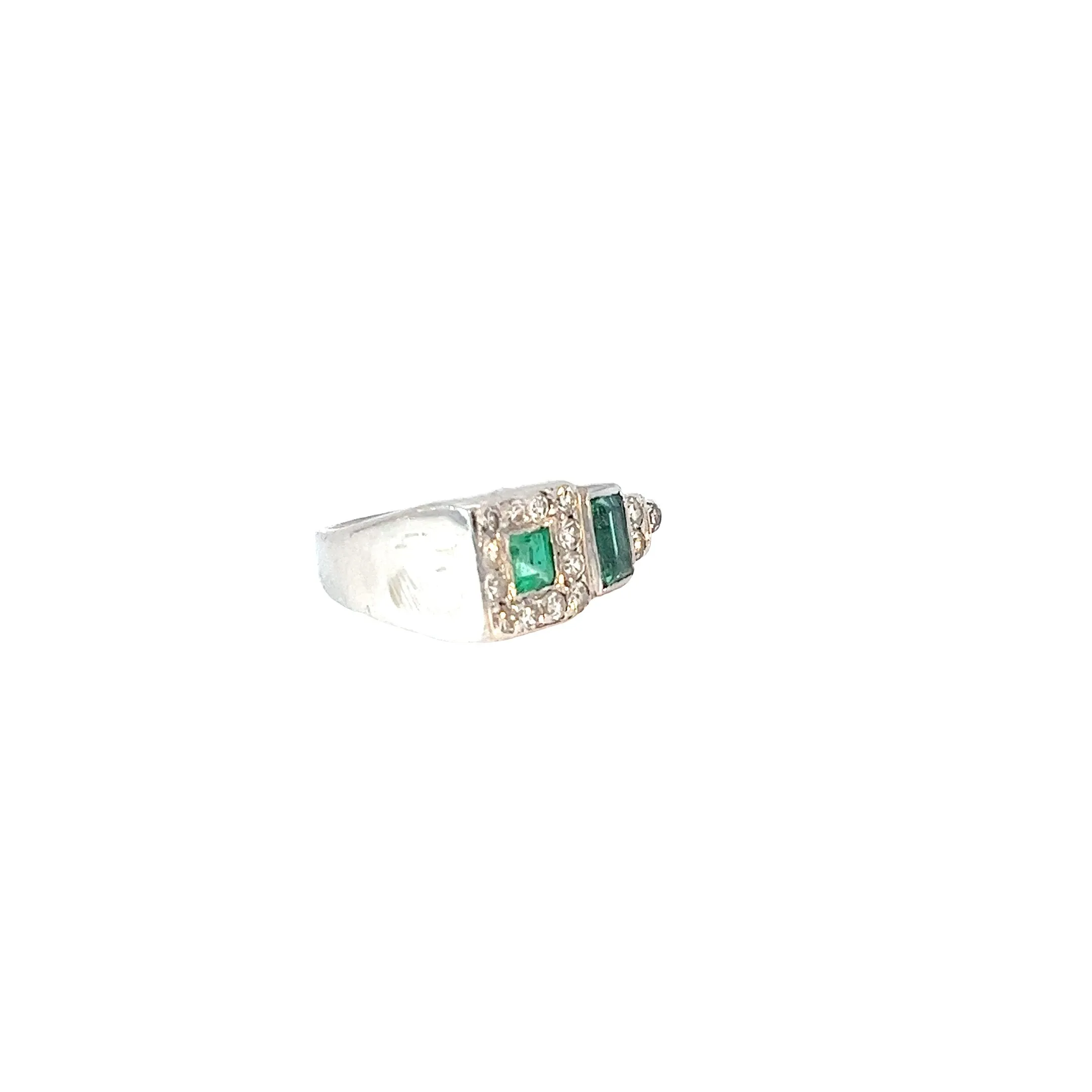 Men platinum Emerald and Diamond Ring