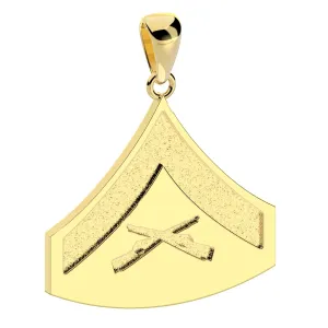 Men's 10k or 14k Yellow or White Gold Lance Corporal US Marine Corps Pendant