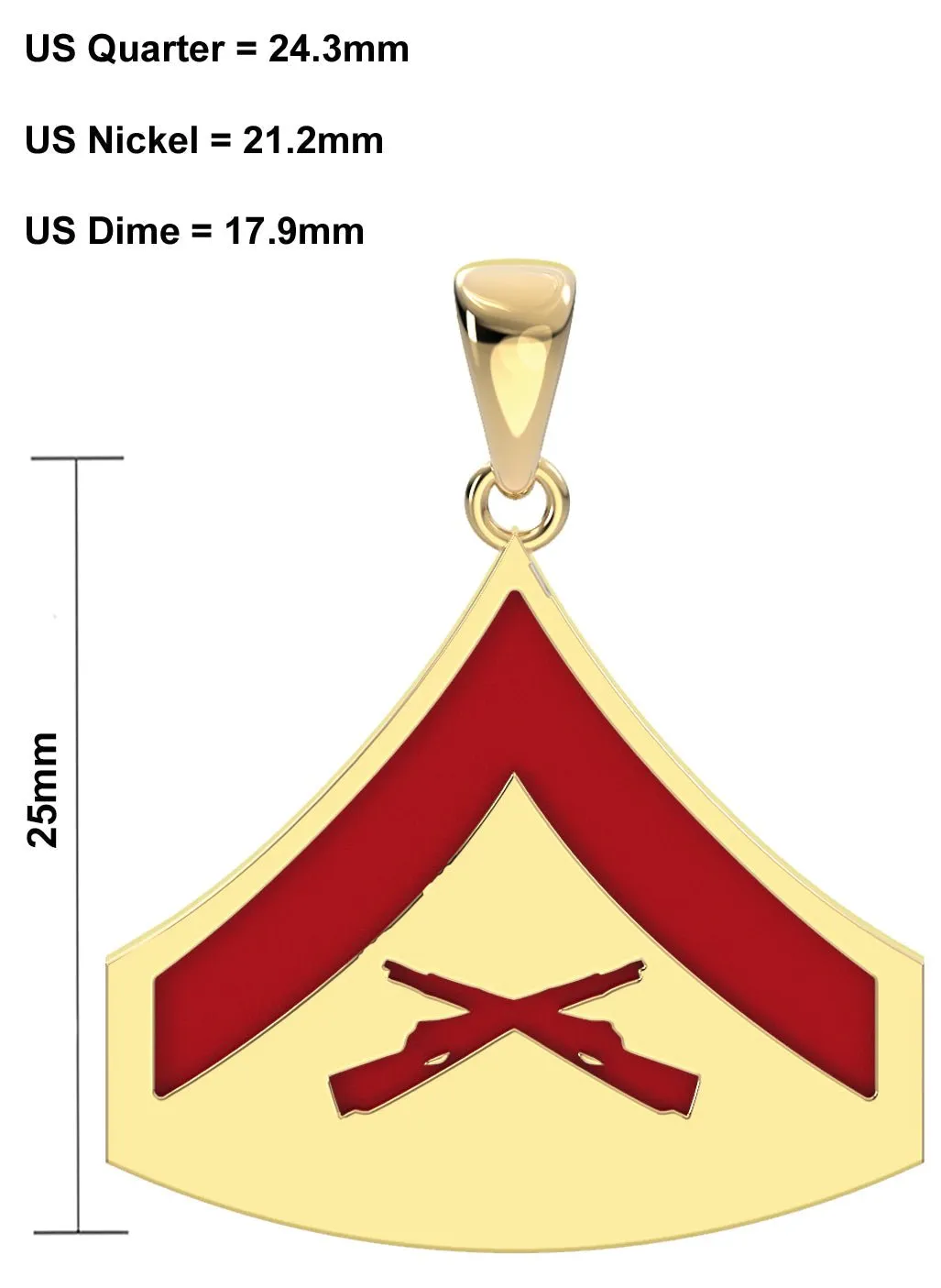 Men's 10k or 14k Yellow or White Gold Lance Corporal US Marine Corps Pendant