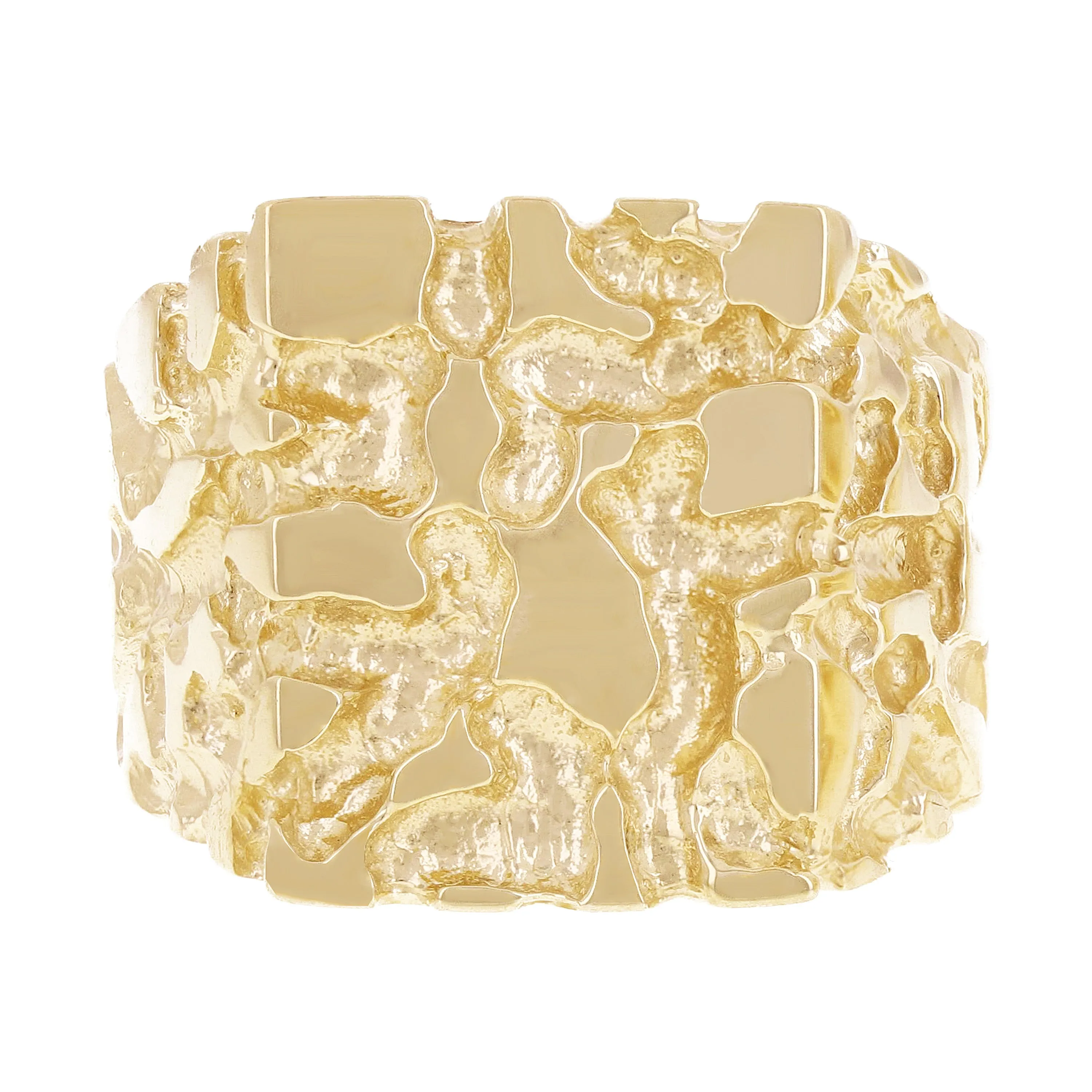 Men's 10k Yellow Gold Nugget Ring 16.4mm Size 7 - 12