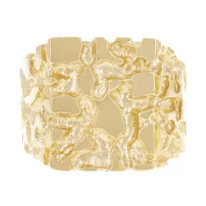 Men's 10k Yellow Gold Nugget Ring 16.4mm Size 7 - 12
