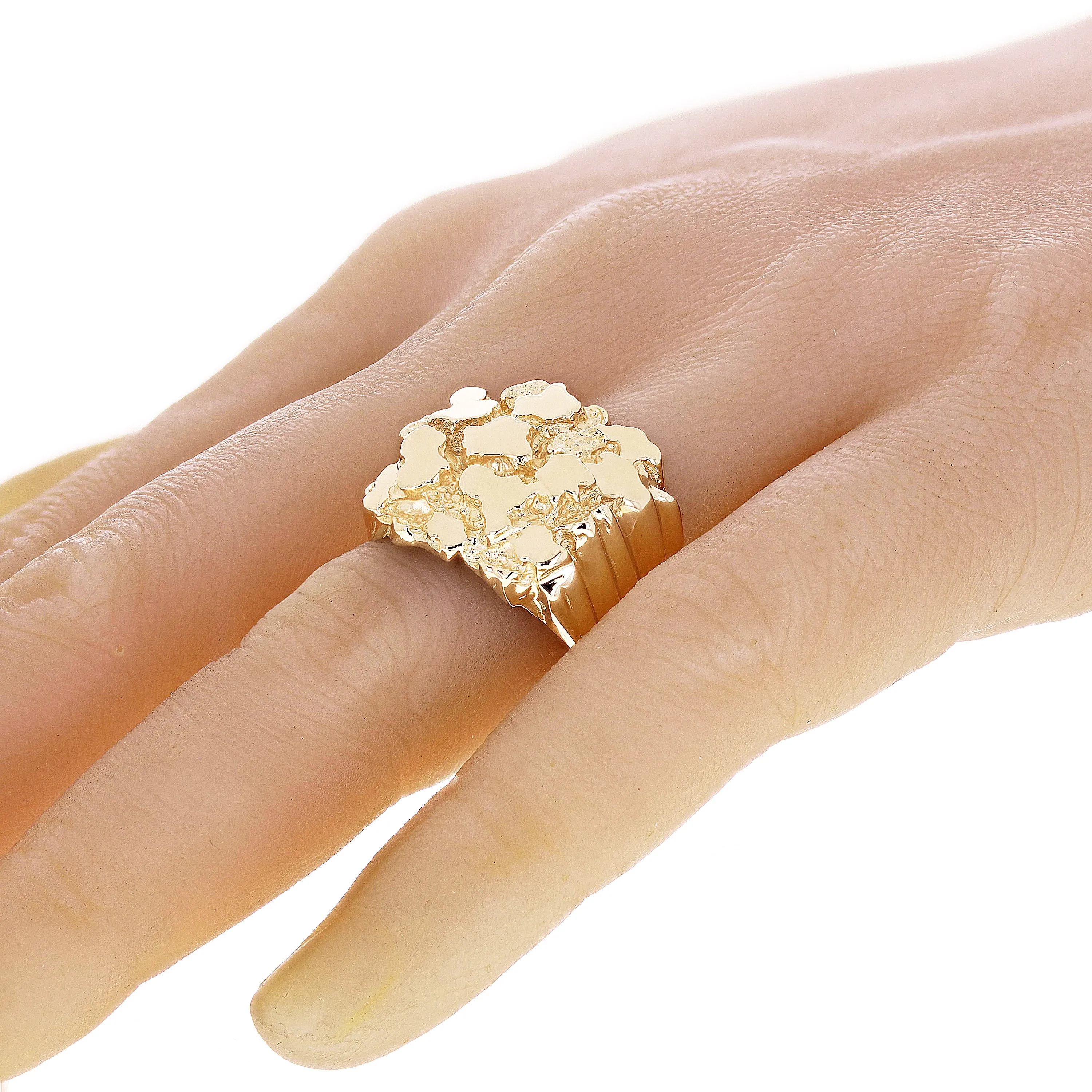 Men's 10k Yellow Gold Solid Heavy Nugget Ring Band 20mm Sizes 7 - 12