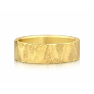 Men's 14k Gold Weathered Wedding Band