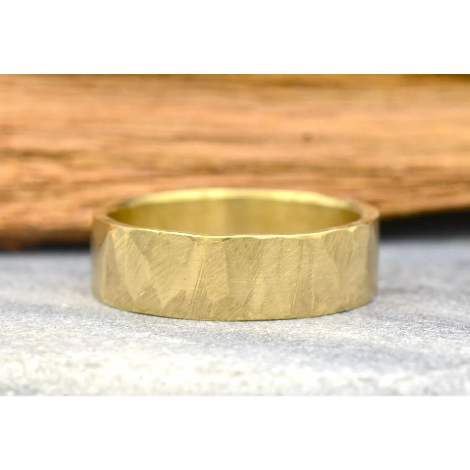 Men's 14k Gold Weathered Wedding Band