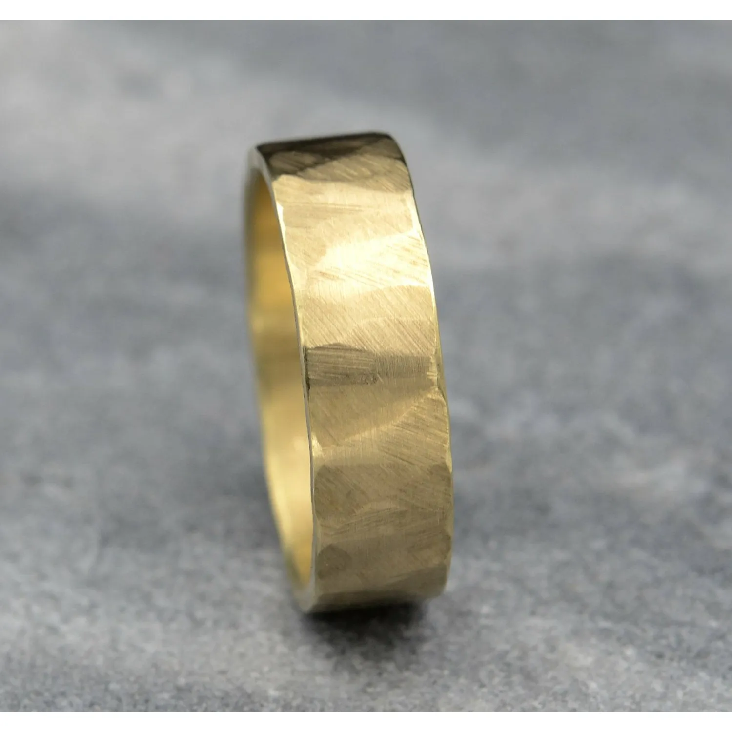 Men's 14k Gold Weathered Wedding Band