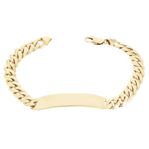 Men's 14k Yellow Gold Cuban ID Bracelet 8.5" 9.4mm 26.8 grams