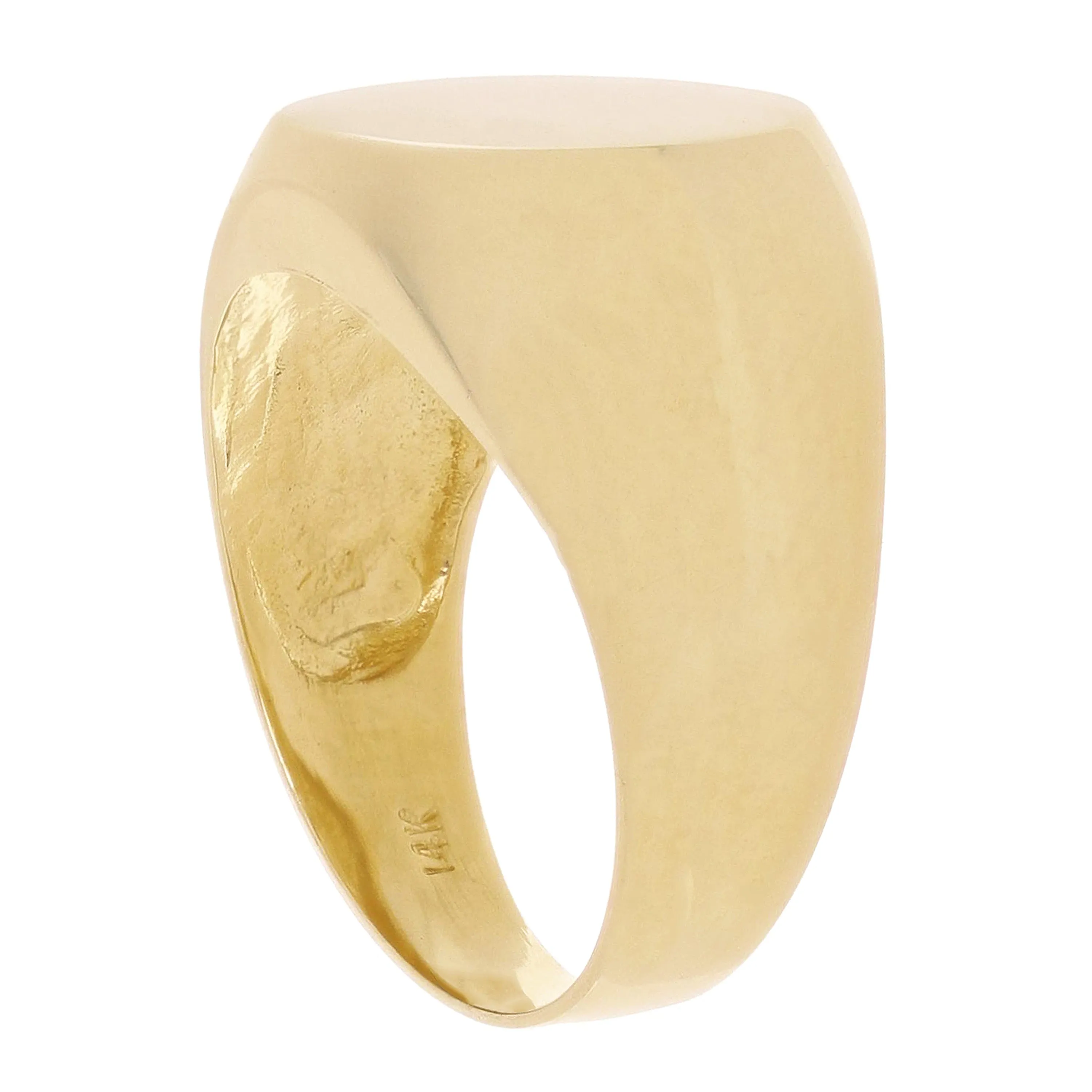 Men's 14k Yellow Gold Engravable Signet Initial Ring Sizes 5-12