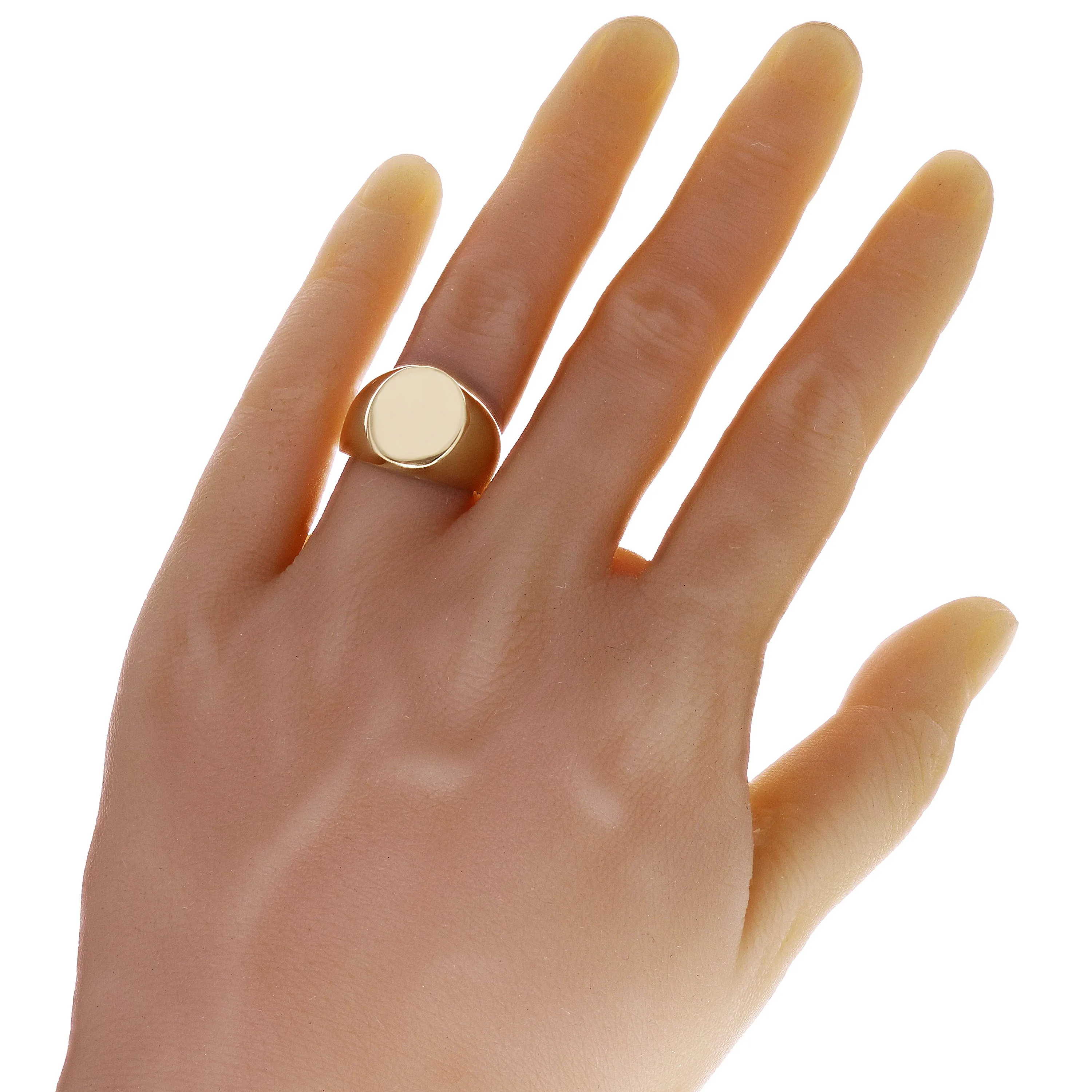Men's 14k Yellow Gold Engravable Signet Initial Ring Sizes 5-12