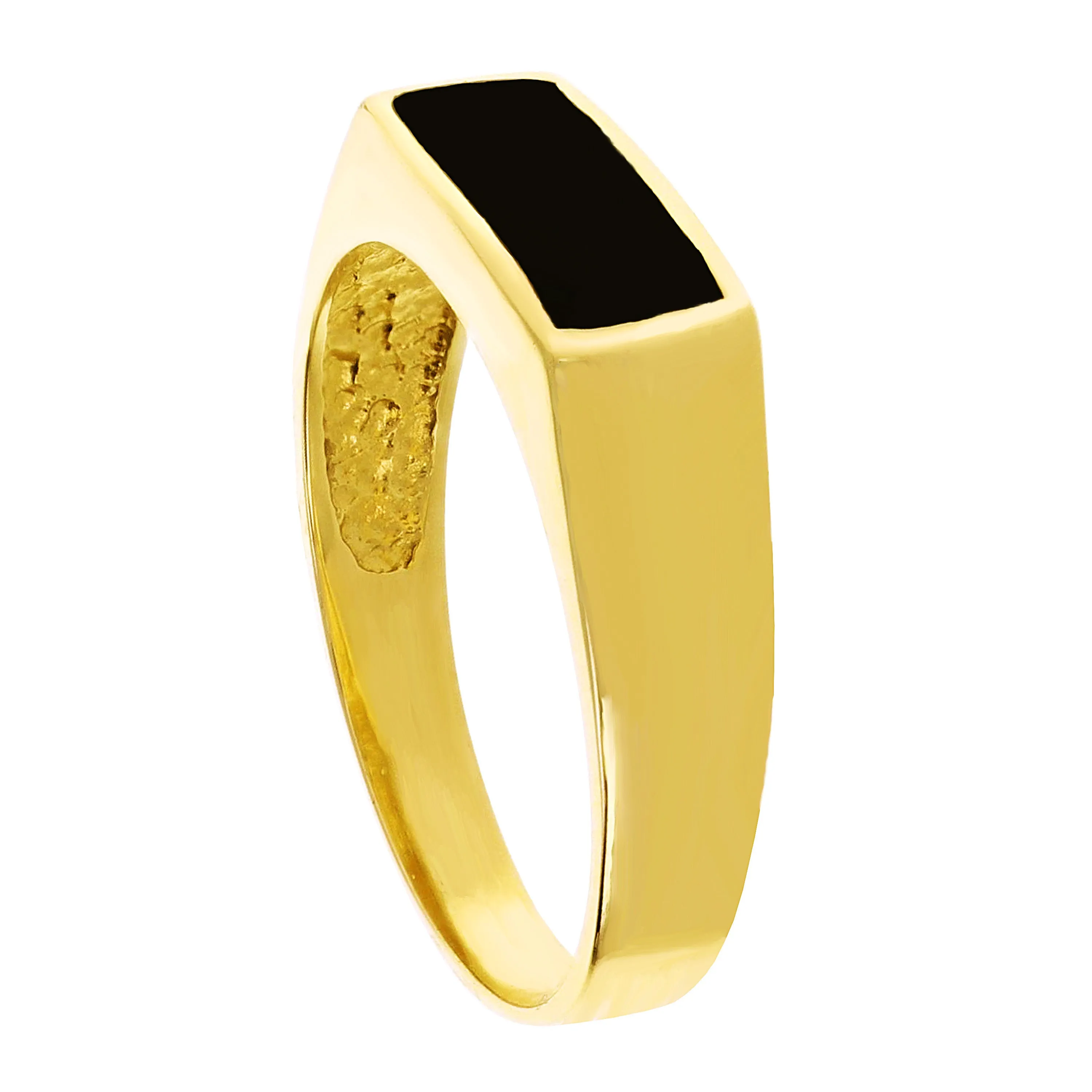 Men's 14k Yellow Gold Rectangle Black Onyx Ring Sizes 7-13