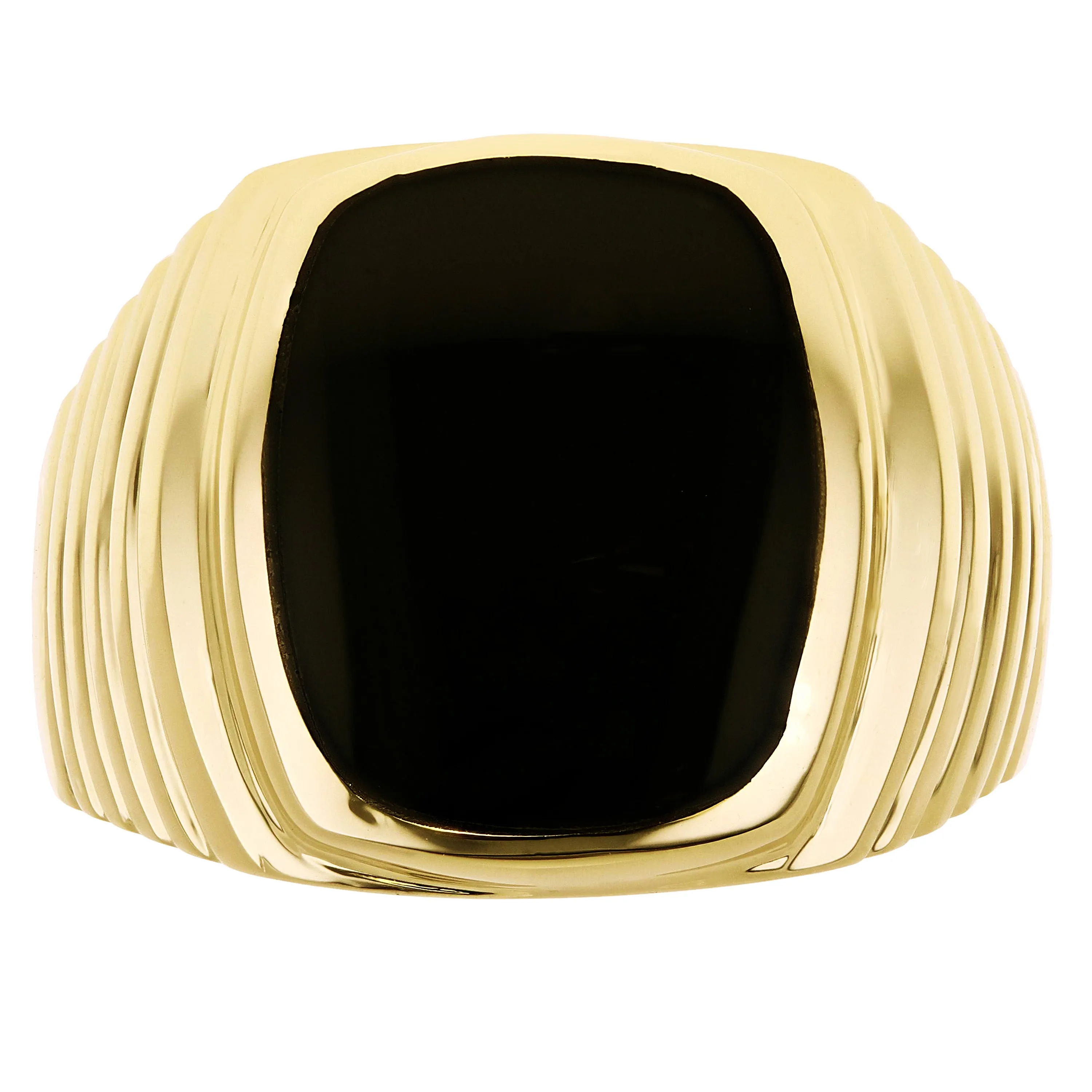 Men's 14k Yellow Gold Square Black Onyx Ring Sizes 7-13