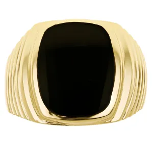 Men's 14k Yellow Gold Square Black Onyx Ring Sizes 7-13