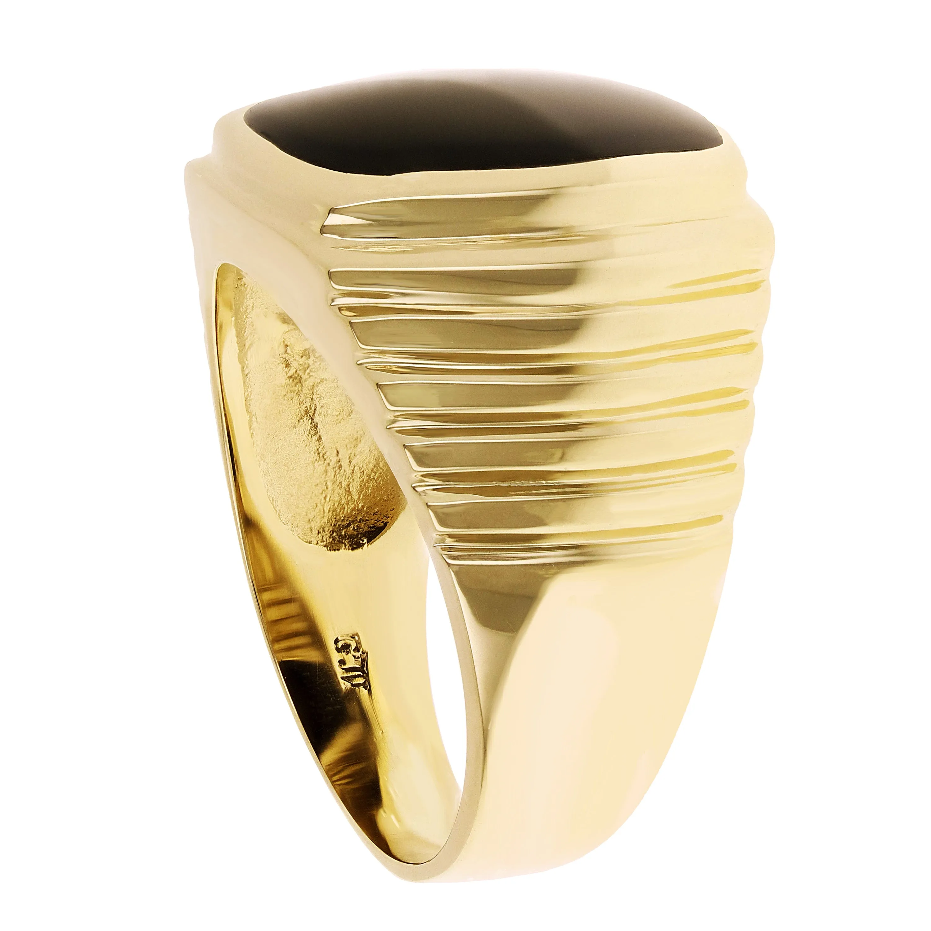 Men's 14k Yellow Gold Square Black Onyx Ring Sizes 7-13