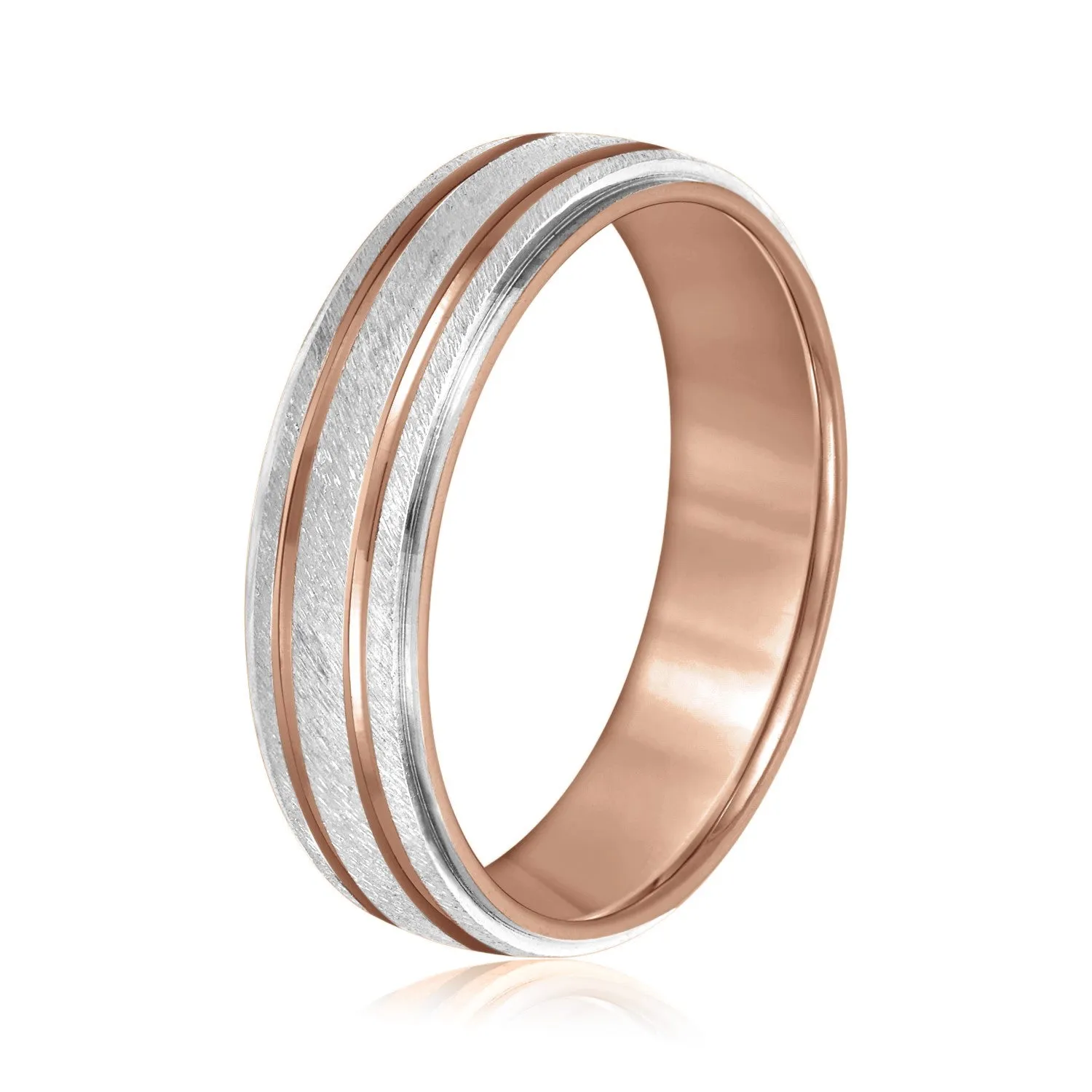Men's Alternating Milgrain Rows and Fine Textured Layers Band