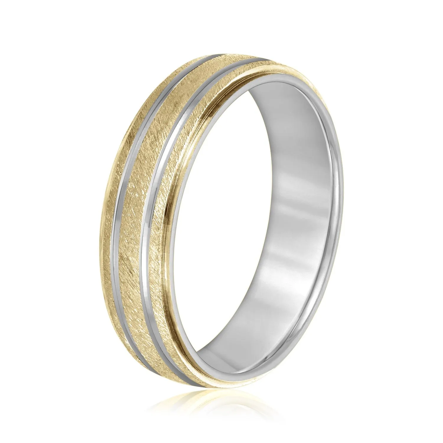 Men's Alternating Milgrain Rows and Fine Textured Layers Band