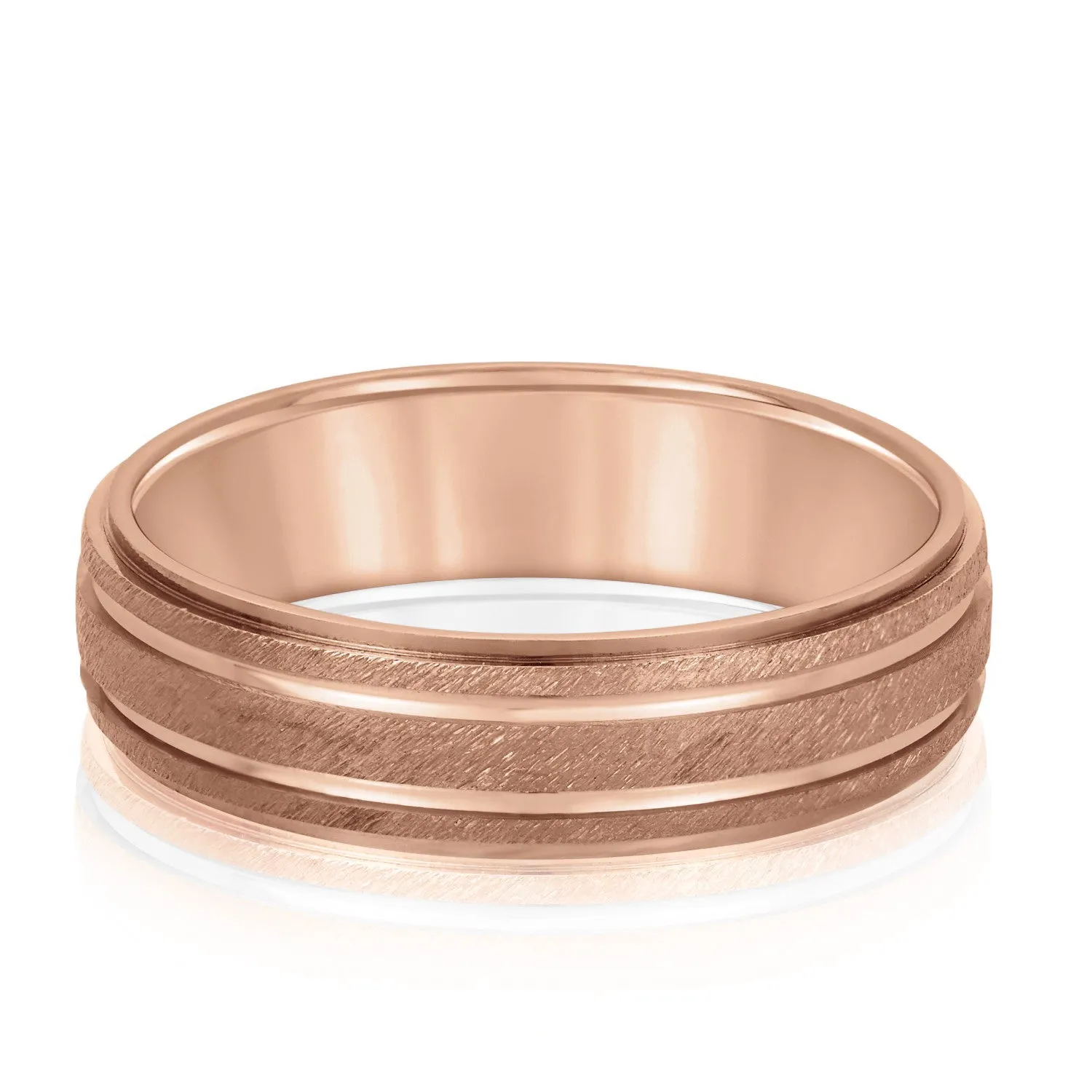 Men's Alternating Milgrain Rows and Fine Textured Layers Band