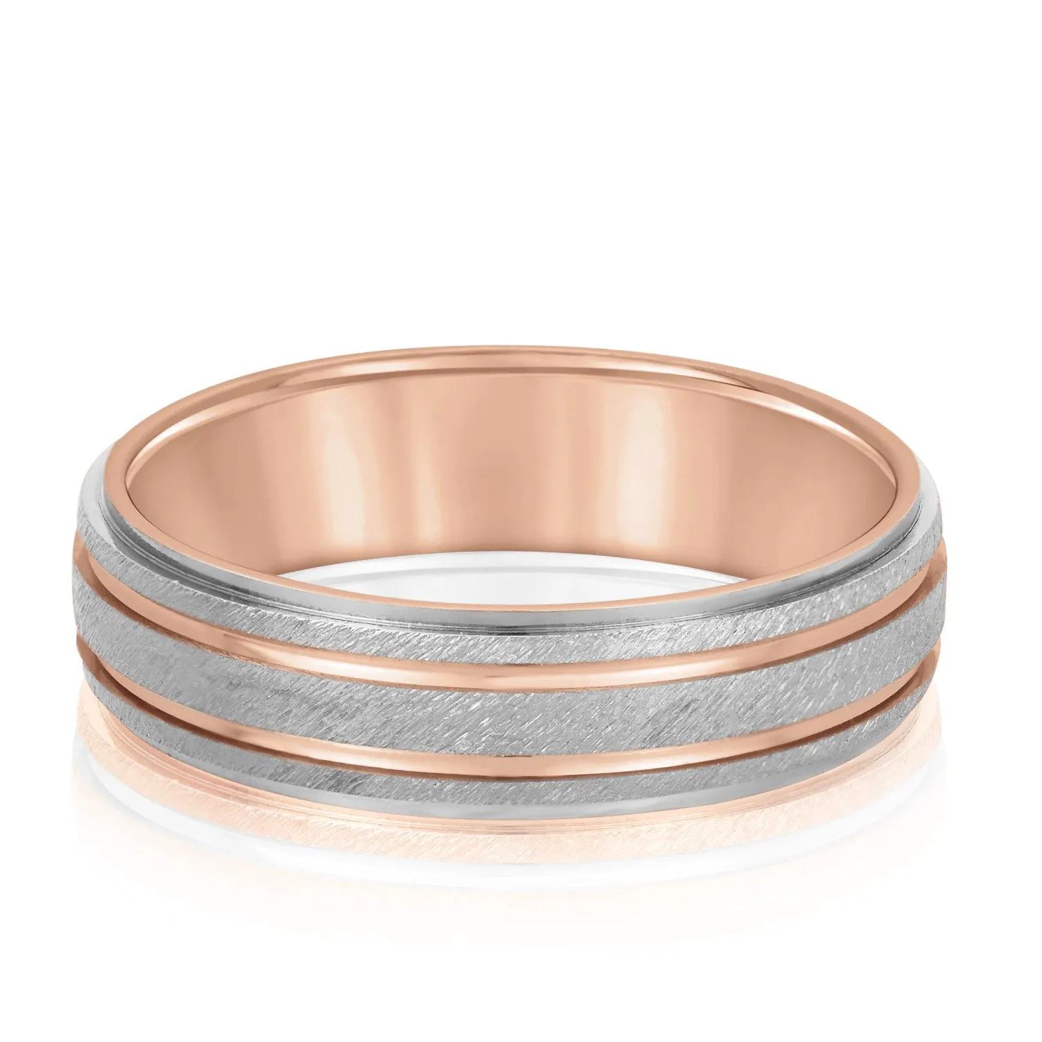 Men's Alternating Milgrain Rows and Fine Textured Layers Band