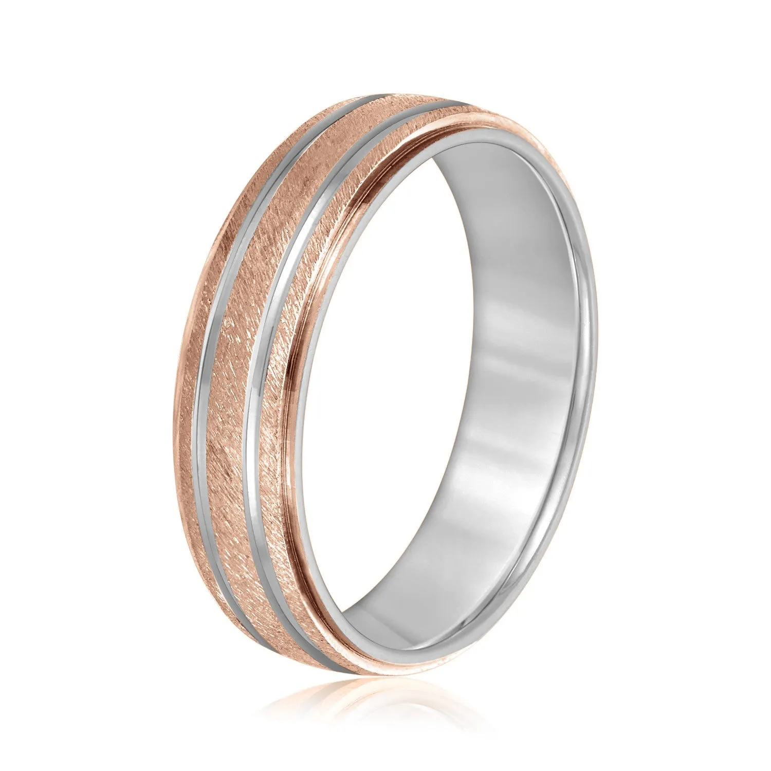 Men's Alternating Milgrain Rows and Fine Textured Layers Band