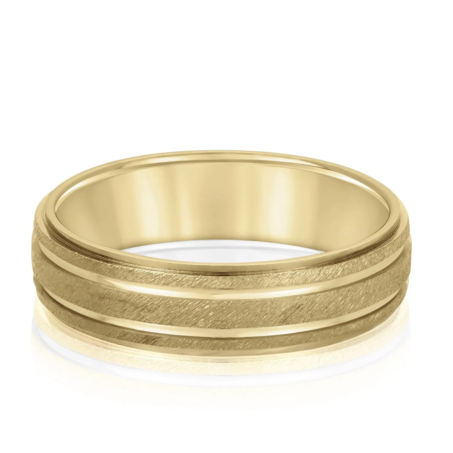 Men's Alternating Milgrain Rows and Fine Textured Layers Band