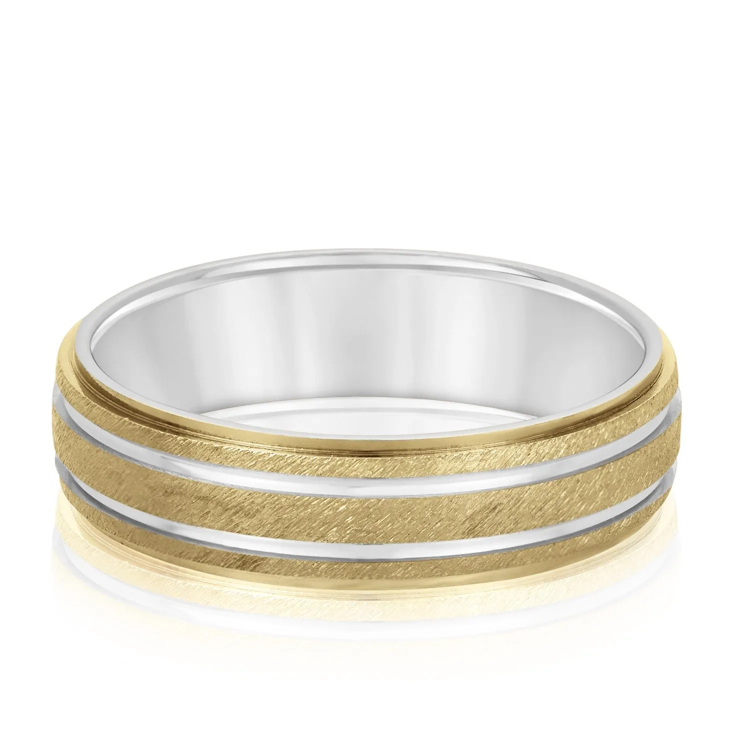 Men's Alternating Milgrain Rows and Fine Textured Layers Band