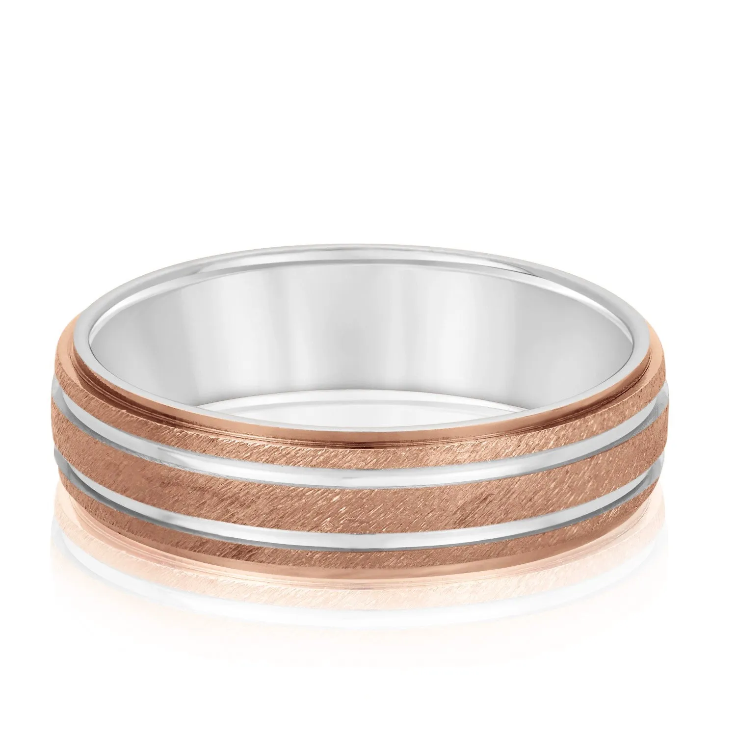 Men's Alternating Milgrain Rows and Fine Textured Layers Band