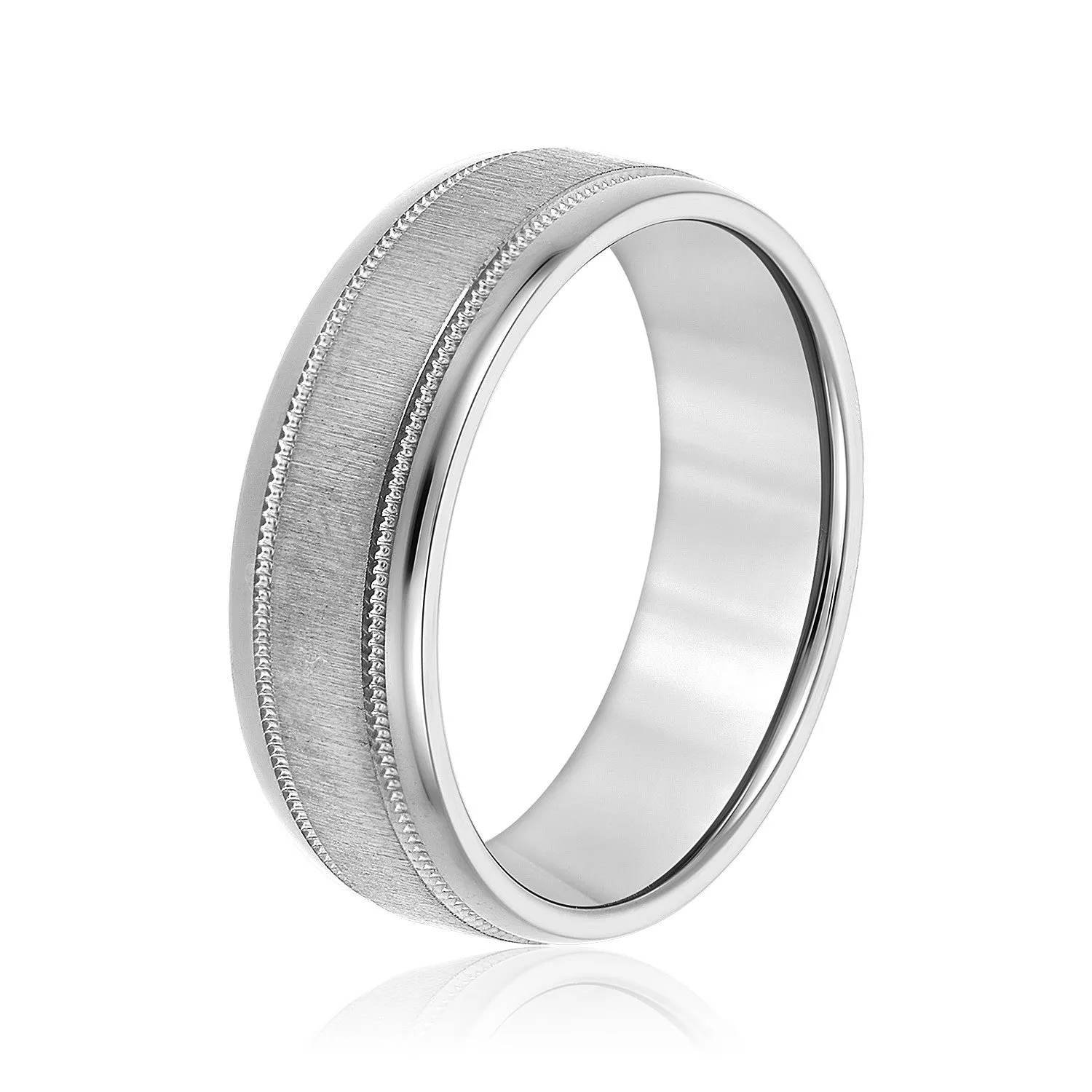 Men's Beveled Milgrain Accents Band