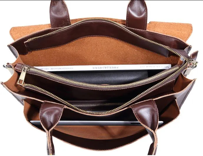 Men's briefcase Crazy horse skin Korean version of the diagonal cross shoulder bag