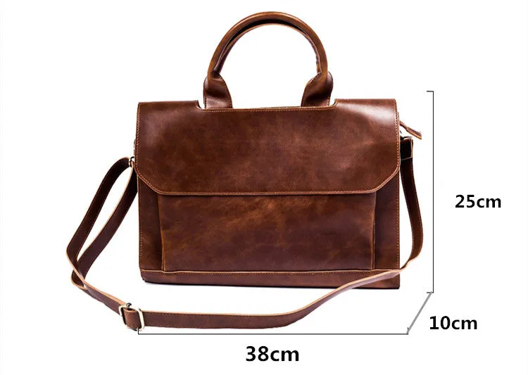 Men's briefcase Crazy horse skin Korean version of the diagonal cross shoulder bag