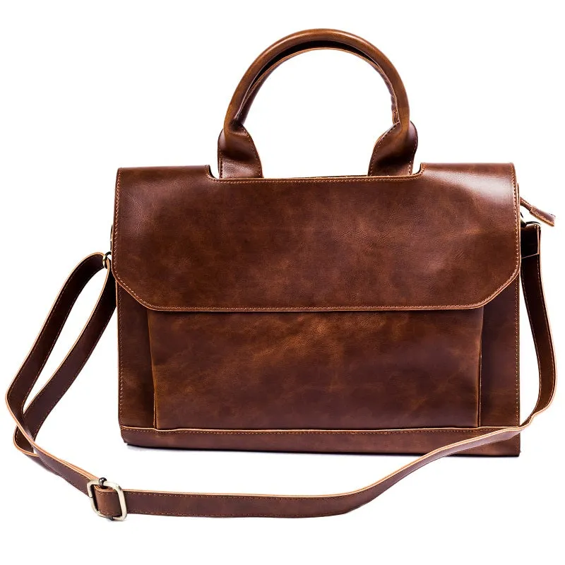 Men's briefcase Crazy horse skin Korean version of the diagonal cross shoulder bag