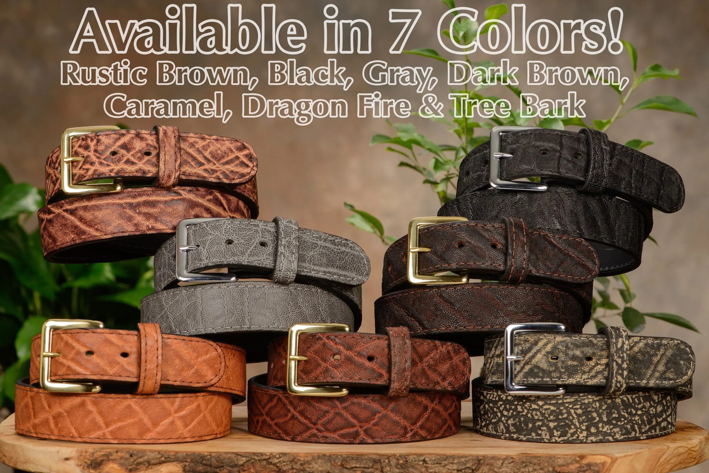 Men's Charcoal Gray Elephant Leather Belt