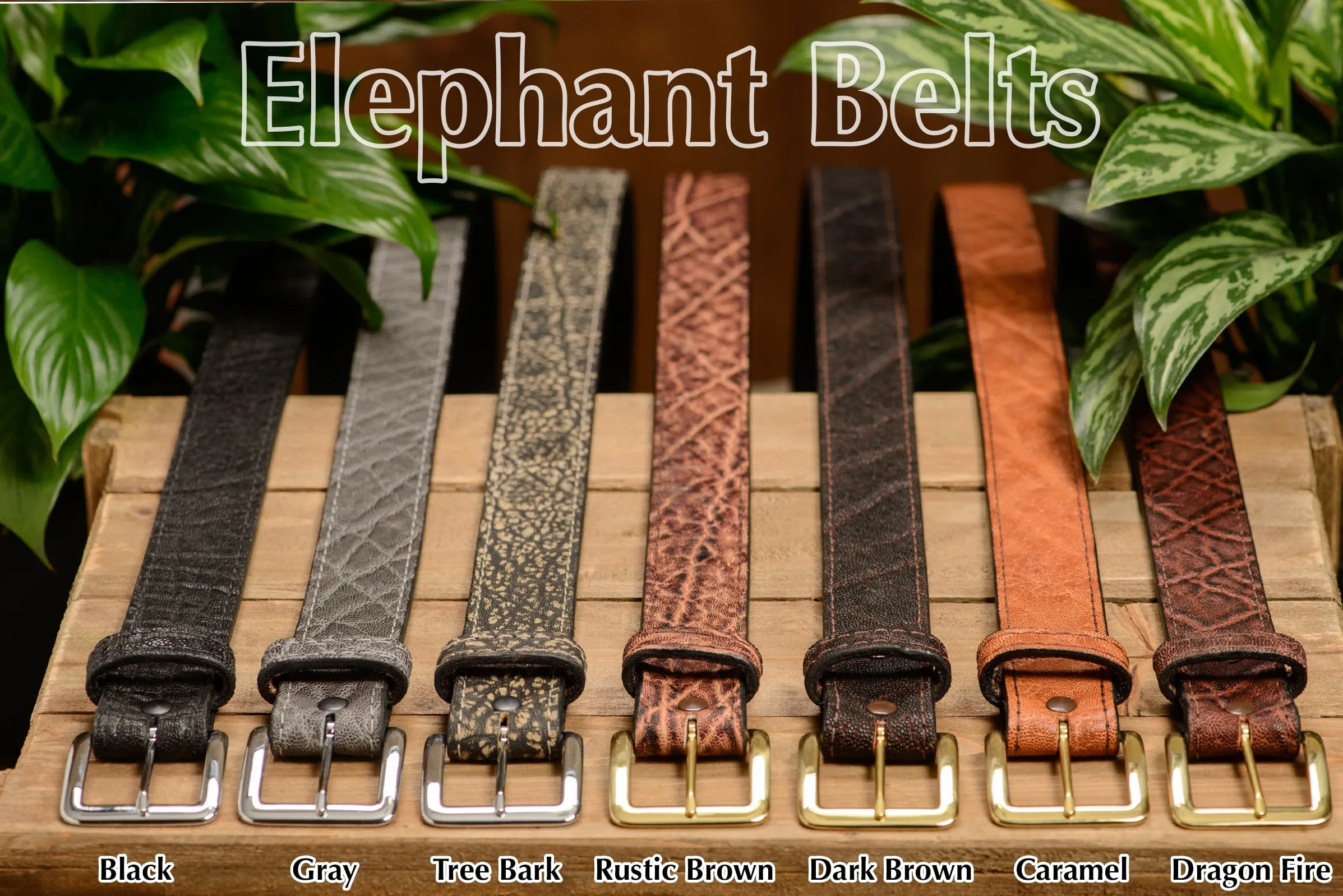 Men's Charcoal Gray Elephant Leather Belt
