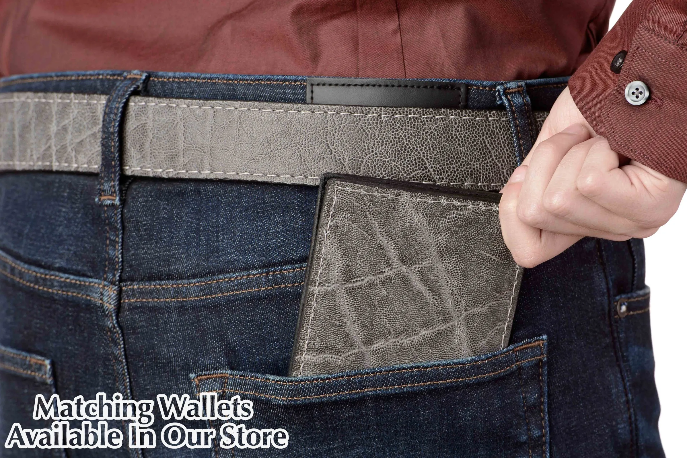 Men's Charcoal Gray Elephant Leather Belt