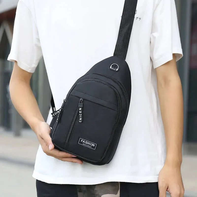 Men's Chest Bags Casual Waist Bags Small Short Trip Travel Carry Bags Men's Waterproof Shoulder Crossbody Bags Nylon Handbags
