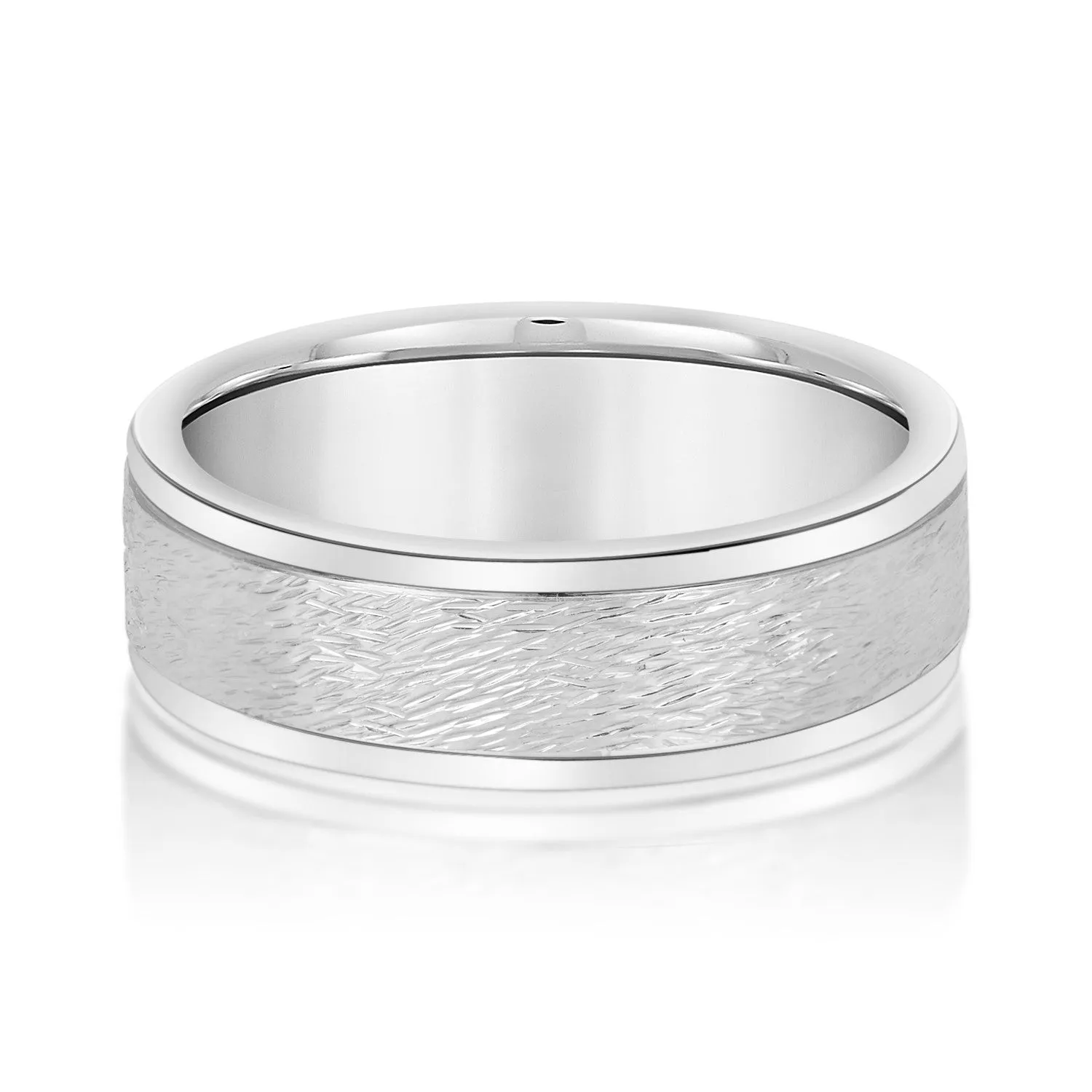 Men's Coarse Matte Brushed Finish Modern Wedding Band