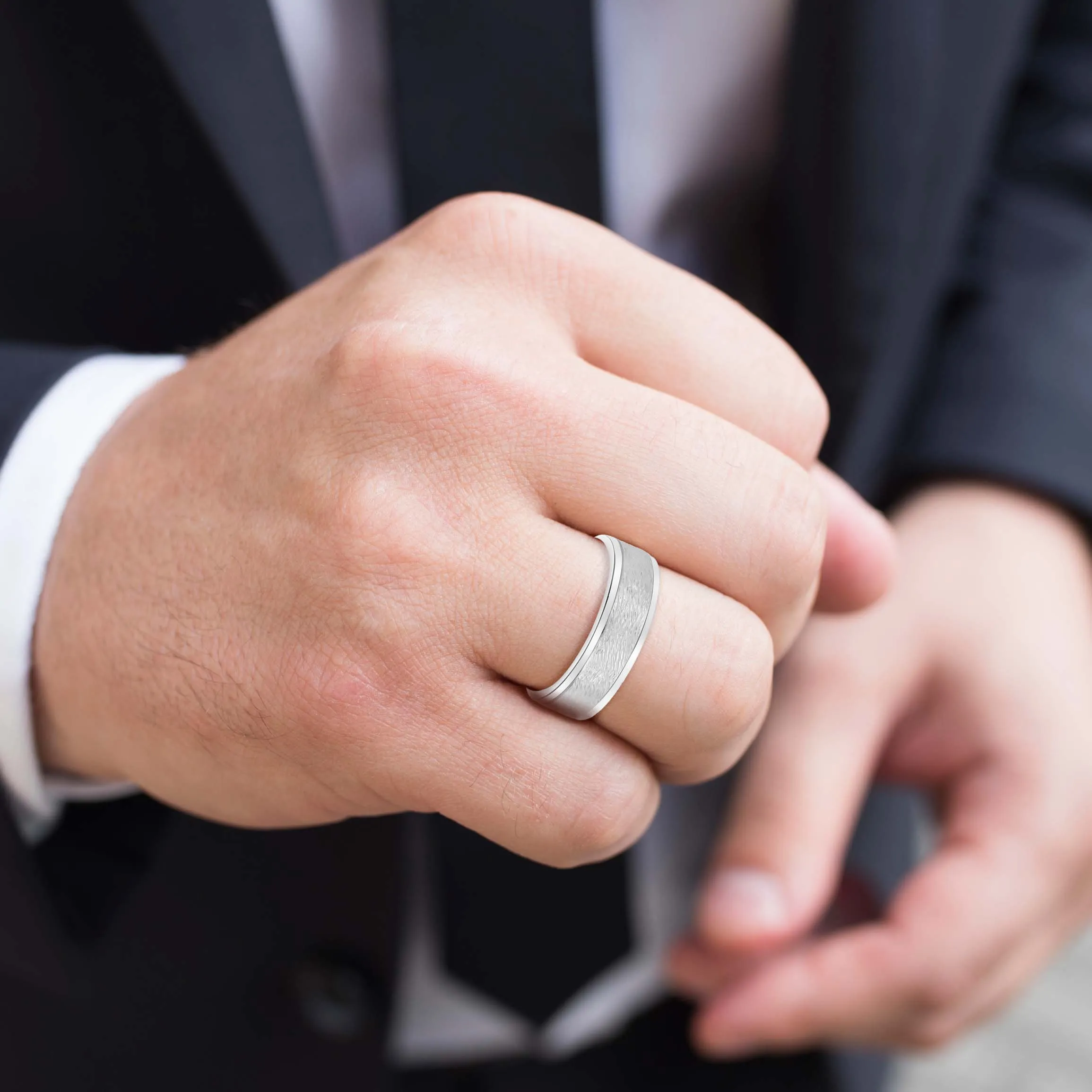 Men's Coarse Matte Brushed Finish Modern Wedding Band