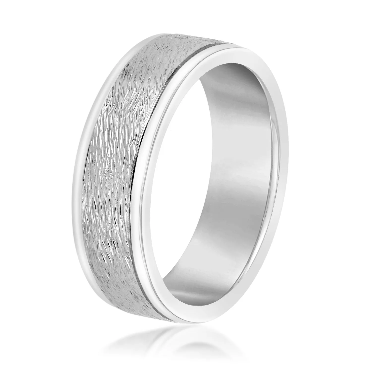 Men's Coarse Matte Brushed Finish Modern Wedding Band