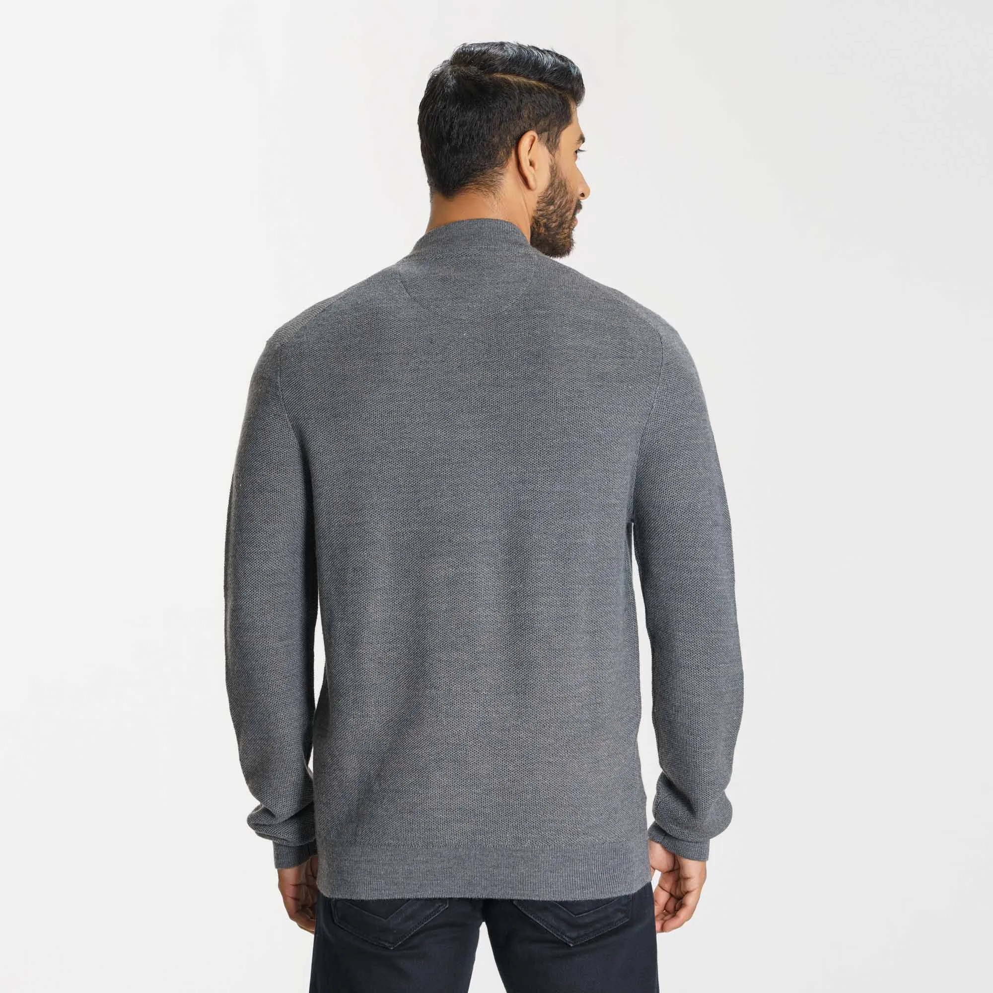 Mens Dark Grey Sweater Cardigan