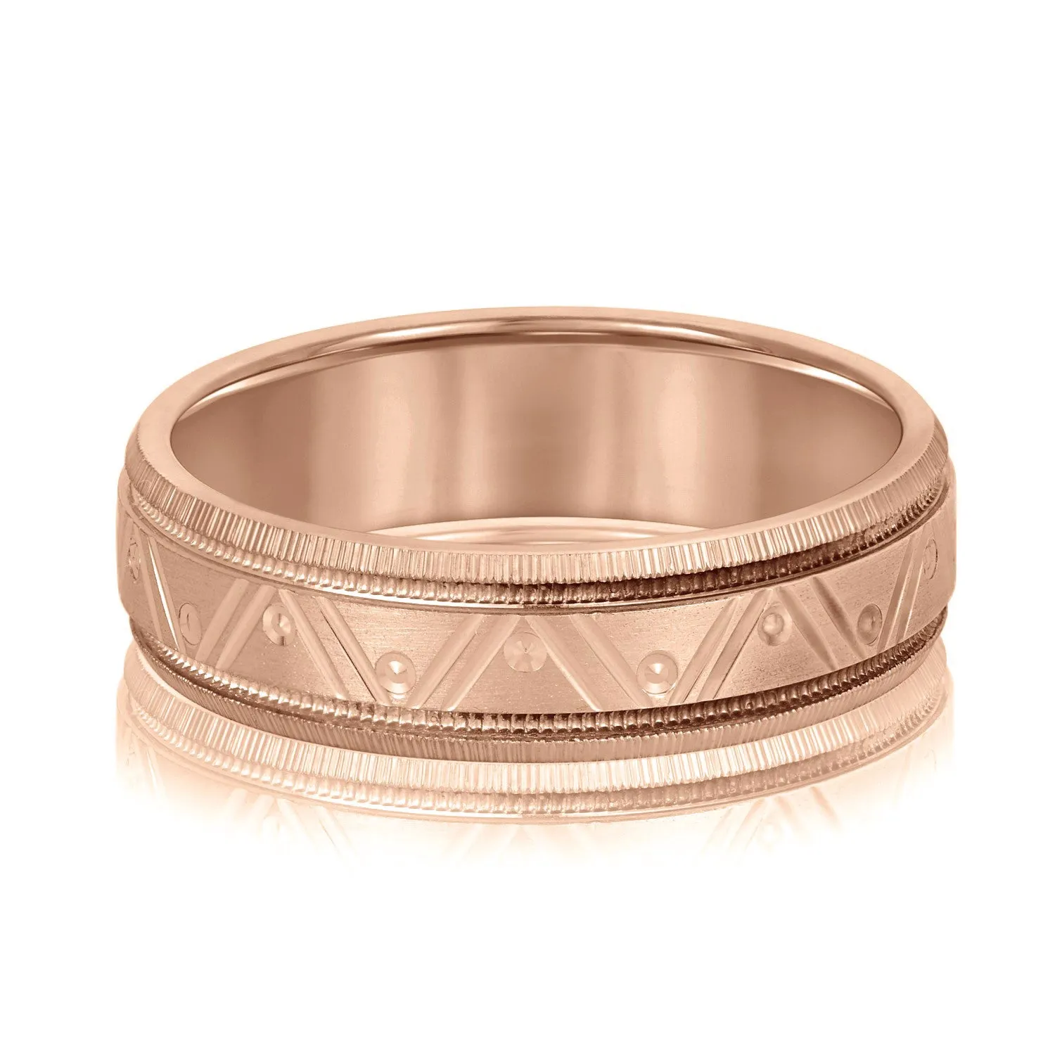 Men's Double Groove Geometric Wedding Band