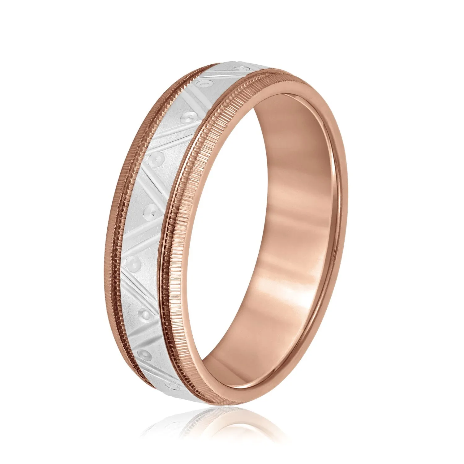 Men's Double Groove Geometric Wedding Band