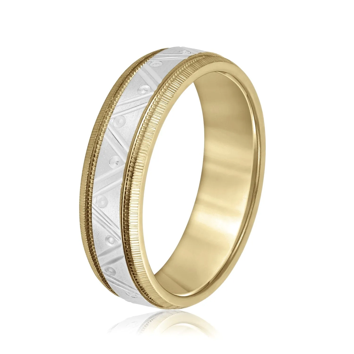 Men's Double Groove Geometric Wedding Band