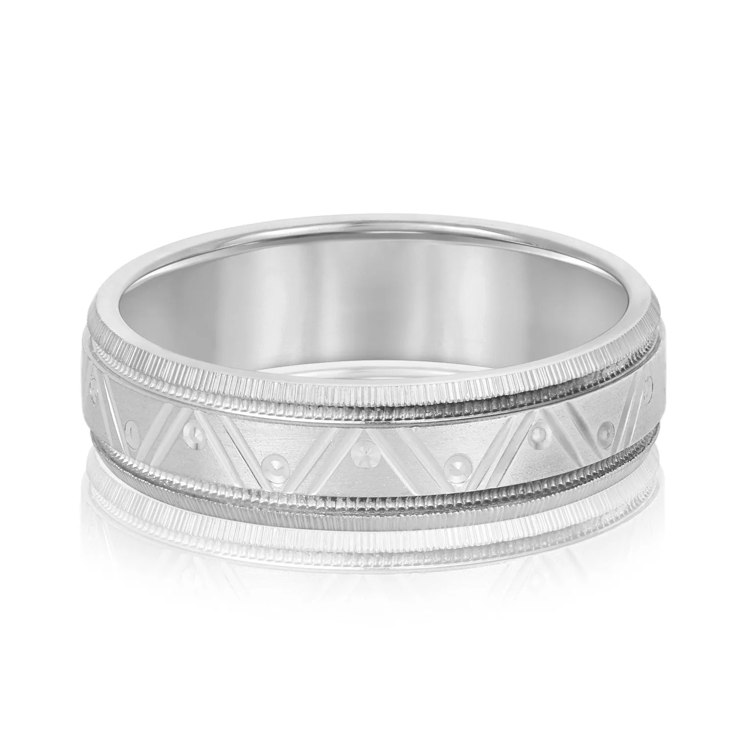 Men's Double Groove Geometric Wedding Band