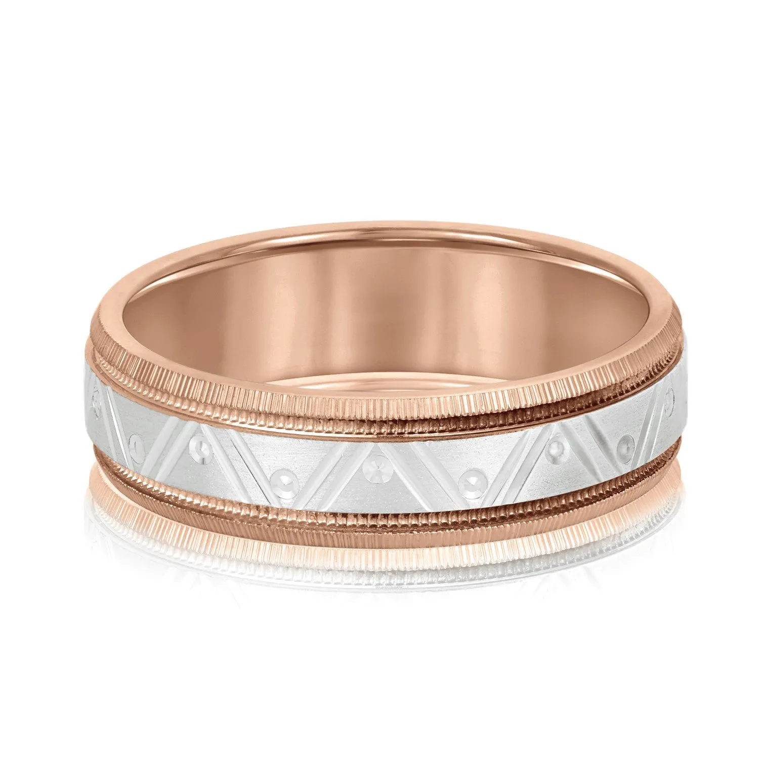 Men's Double Groove Geometric Wedding Band