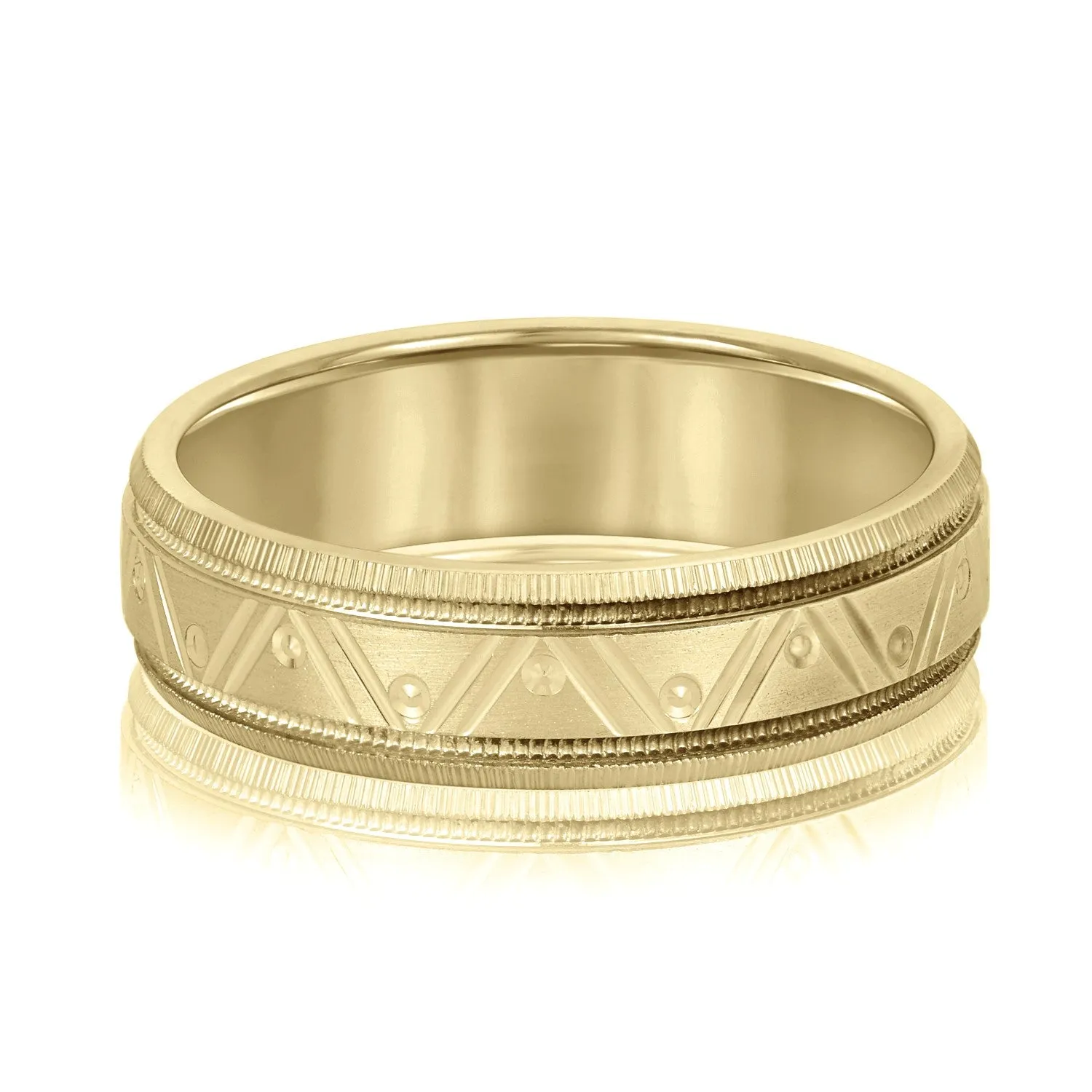 Men's Double Groove Geometric Wedding Band