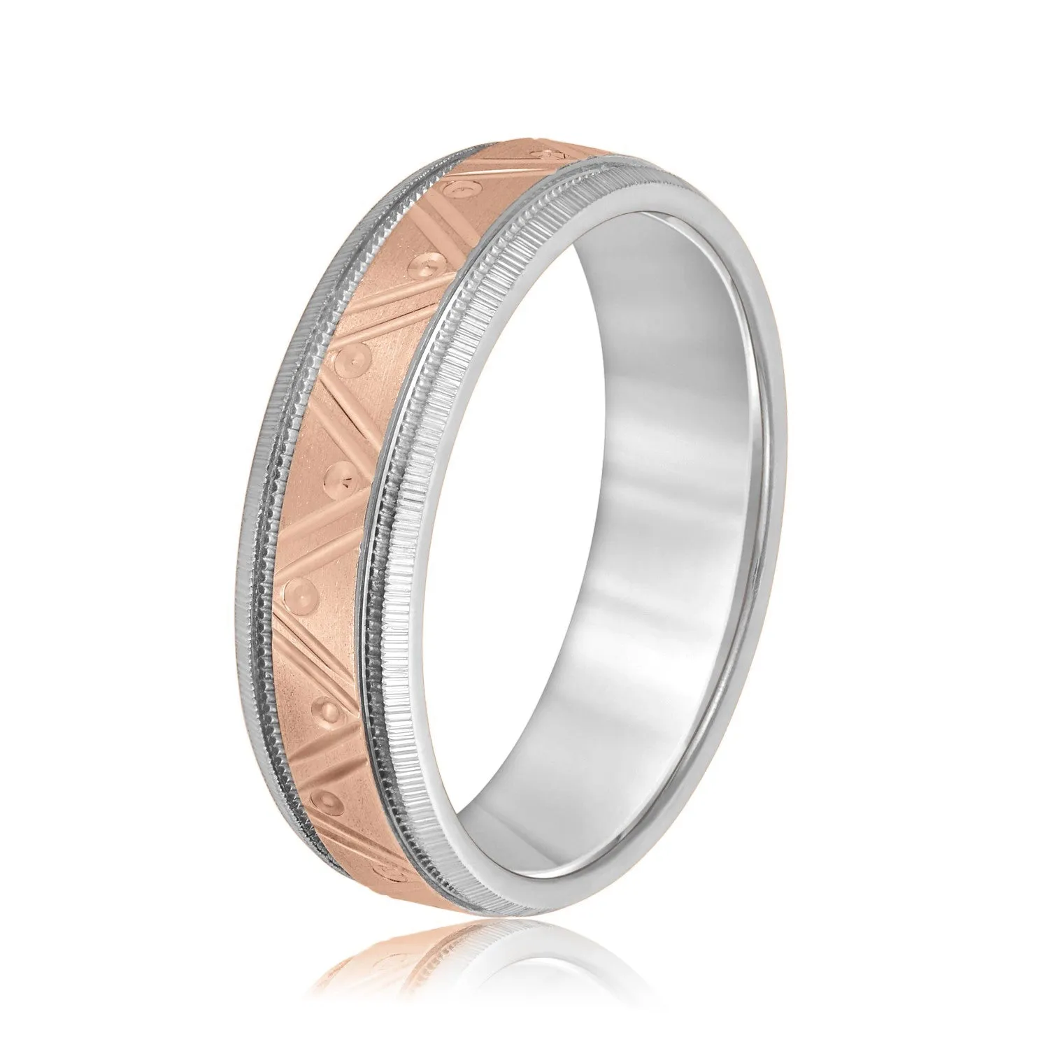 Men's Double Groove Geometric Wedding Band